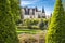 Chateau Amboise framed by trees of beautiful renaissance garden. Loire Valley, France