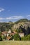 Chateau d'Arlempdes with old town Arlempdes, Haute-Loire, France