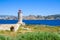 Chateau d`If, Lighthouse on coast of the island and a beautiful panoramic view of Marseille.. Castle If.