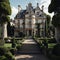 Chateau de Villandry, Loire Valley, France. generative ai