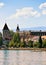 Chateau Ouchy on Geneva Lake promenade in Lausanne