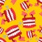 Chatter teeth toy pattern seamless. April Fools Day ornament. Jaw toy background vector
