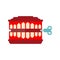 Chatter teeth toy pixel art. April Fools Day symbol. 8 bit Jaw t