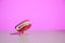 Chattering Teeth Wind-Up Toy Modern Pink Copy Space