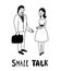 Chatting people. Man and woman are having a conversation. Small talk.