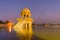 Chattri dome with steps shot at dusk with reflections at gadi sagar lake jaisalmer