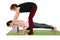 Chaturanga Dandasana -Four-Limbed Staff Pose variation with yoga props â€“ belt or block