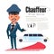 Chauffeur. character design with typographic for design your header. red capet - vector