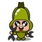 Chayote vegetable costume mascot holding mechanical tools
