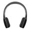 Cheap black wireless plastic headphones isolated on white