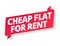 Cheap flat for rent. Word on red ribbon headline. Red tape text title. Real estate property rental. Vector flat color Illustration