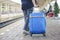 Cheap Travel and Lifestyle concept. Holiday Time, Young Solo Traveler woman wearing jeans and walking at train station. Asian