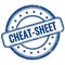 CHEAT-SHEET text on blue grungy round rubber stamp