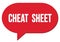 CHEAT  SHEET text written in a red speech bubble