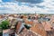 Cheb, Czech Republic. Town in Western Bohemia on river Ohre.Aerial panoramic view of Market Place with colorful Gothic houses from