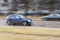 Cheboksary, Russia: Black car in motion on city streets with blurred background. Lada Kalina, VAZ
