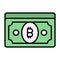Check this beautiful icon of bitcoin banknote, paper currency, cryptocurrency
