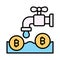 Check this beautiful icon of bitcoin faucet, editable vector design, money tap