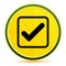 Check box icon lemon lime yellow round button illustration