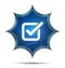 Check box icon magical glassy sunburst blue button