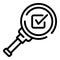 Check box and magnifier icon, outline style