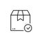 Check Carton Parcel Box Line Icon. Delivery Safe Cardboard Package Linear Pictogram. Checkmark Quality Goods in