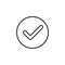 Check, checkmark circular line icon. Round simple sign.