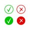 Check and cross mark icons. Vector symbol of yes and no. Isolated sign approved, choice checkmark