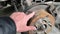 Check the degree of wear and tear of the brake discs on the car.