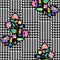 Check Fashion Seamless Pattern with Embroidery Flowers