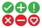 Check icon mark sign set vector illustration. stock correct checklist box. tick heart x ok true cancel list.  green and red on