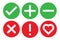 Check icon mark sign set vector illustration. stock correct checklist box. tick heart x ok true cancel list.  green and red on