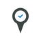 Check location marker pin place right tick icon