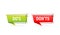 Check mark button with dos and donts. Flat simple style trend modern red and green checkmark