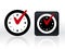 Check mark on clock. Isolated vector illustration.