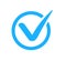 Check mark correct icon. Blue checkmark in circle for checklist. Ok button, checkbox flat style isolated. Blue tick symbol. vector
