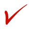 Check mark and cross mark icon. Tick symbol in red colo