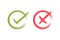 Check mark green and red brush icons. Vector illustration