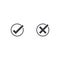 Check mark icon. Approve and cancel symbol for design project. Flat button yes and no. Good and bad. Appove and cancel button