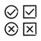 Check mark isolated hand drawn button for concept design. Check list button sign. Vector check mark icon set symbol. Checklist