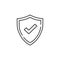 Check mark line vector icon. Accepted or Approve sign. Tick shield symbol. Quality design flat app element. Vector illustration on