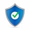 Check mark on security shield. Protection or Safe business concept. Certified Guarantee Approval. Secure Access System. Cyber