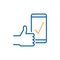 Check mark on smart phone screen with a thumbs up indicating success, approval, download complete, positive feedback.