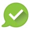 Check mark in speech bubble, approval or consent icon or symbol