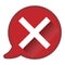 Check mark in speech bubble, refusal or rejection icon or symbol