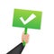 Check mark vector icon. Business satisfaction support. Green check mark icon. Billboard design. Vector stock