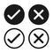 Check mark vector icon set. Right and wrong symbol. Approved and denied sign. Correct and incorrect checkmark button.
