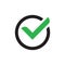 Check mark vector web icon. Universal business sign for answer of yes. Concept symbol.