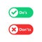 Check marks ui button with dos and donts
