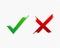 check marks ui button with dos and donts. flat simple style trend modern red and green checkmark.